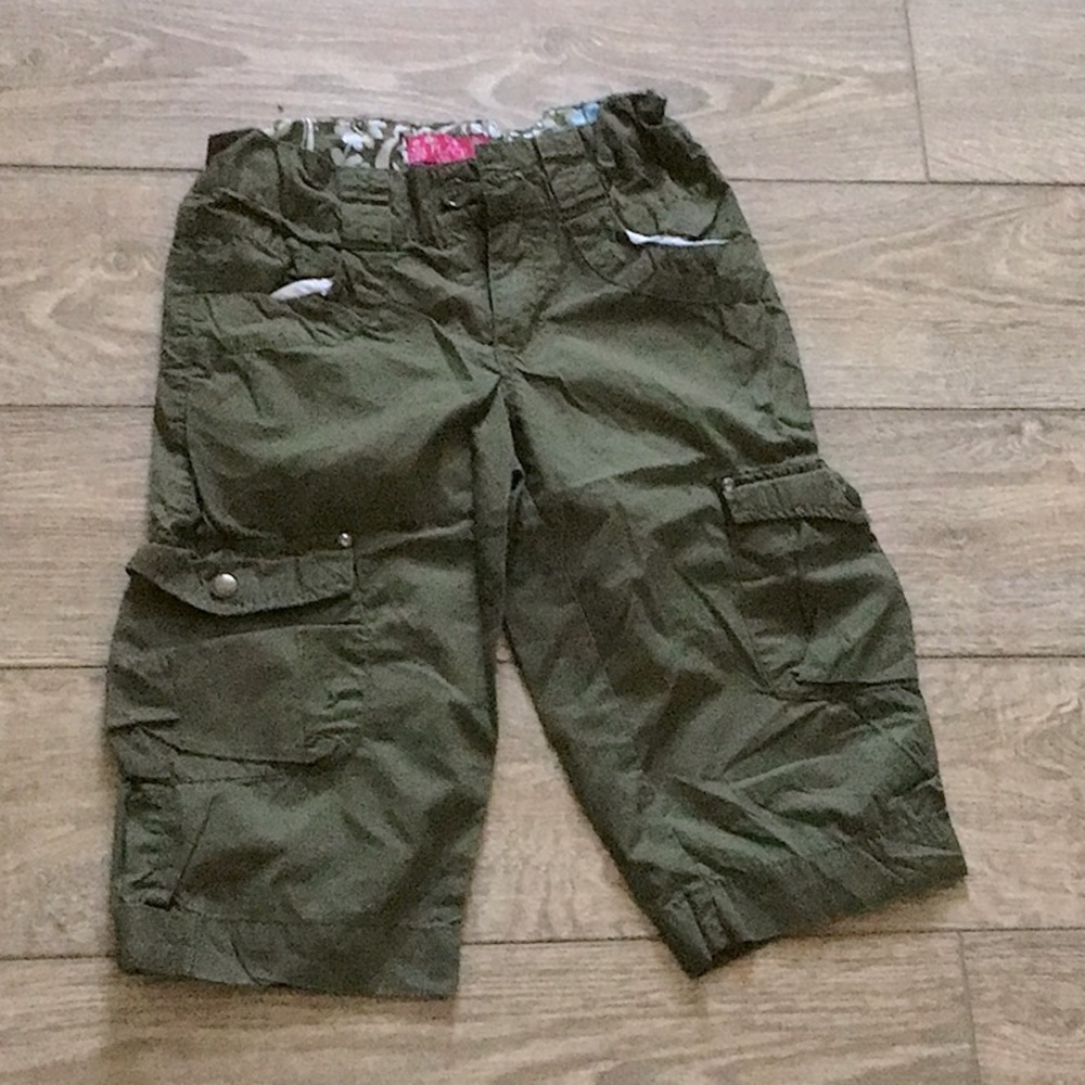 Kids Olive Green Cargo Jorts
